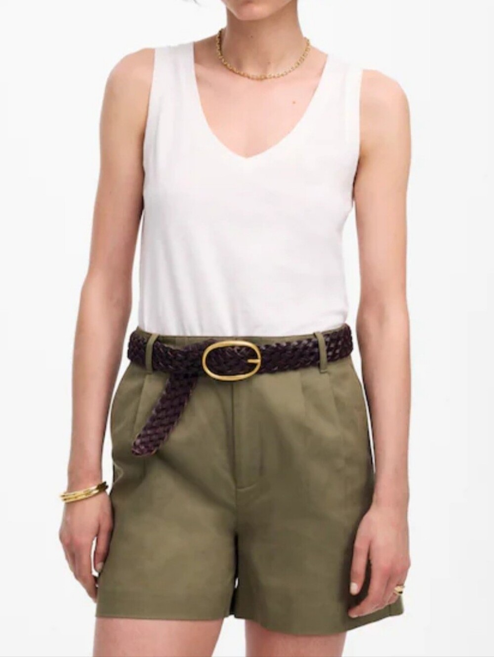 Madewell Women Olive Green Lyocel Cotton Blend Chino Shorts Size 10 NWT 4 Inch